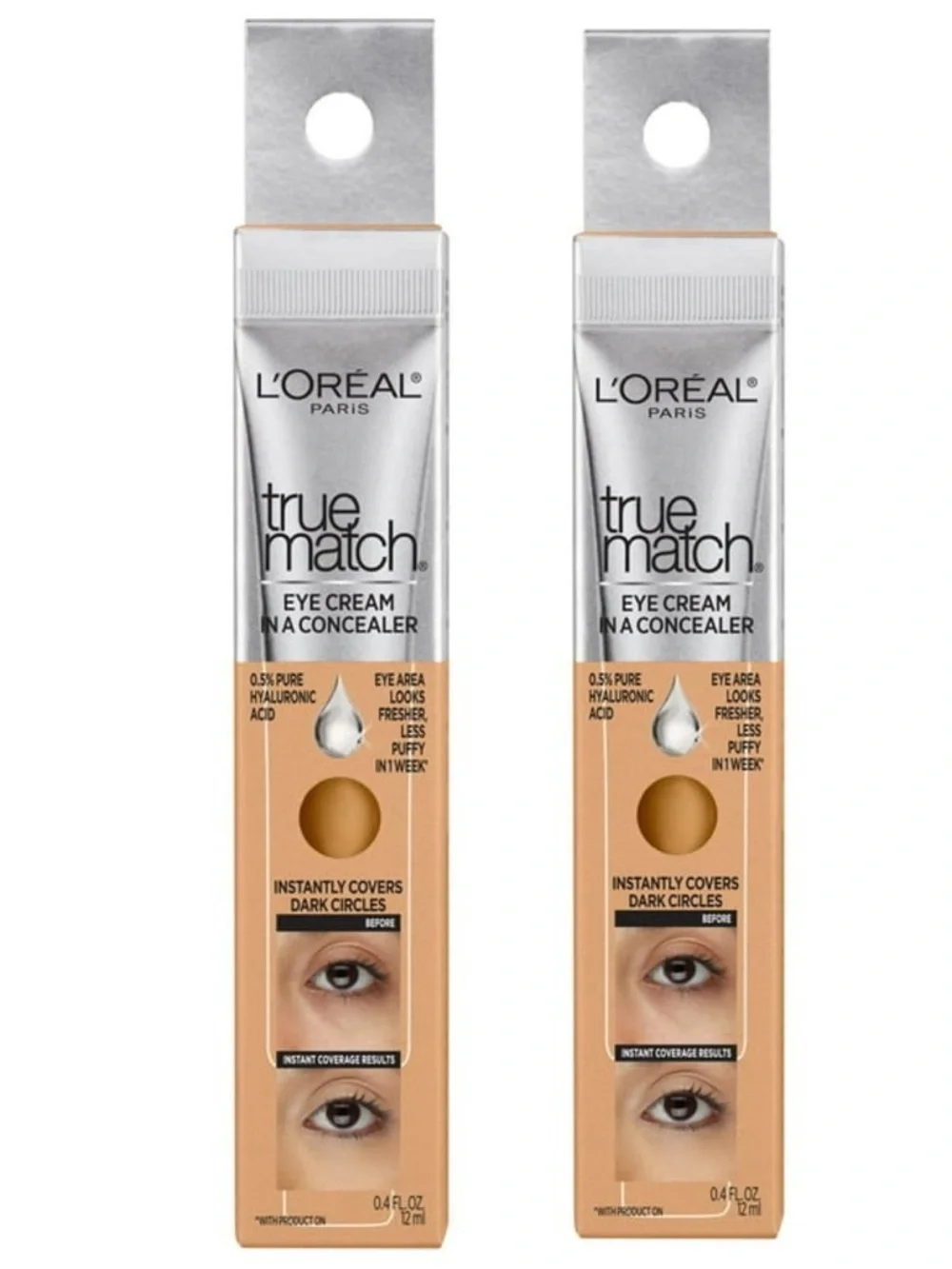 L’Oréal True Match Eye Cream Concealer C5-6 Medium Neutral Beige Makeup Bundle